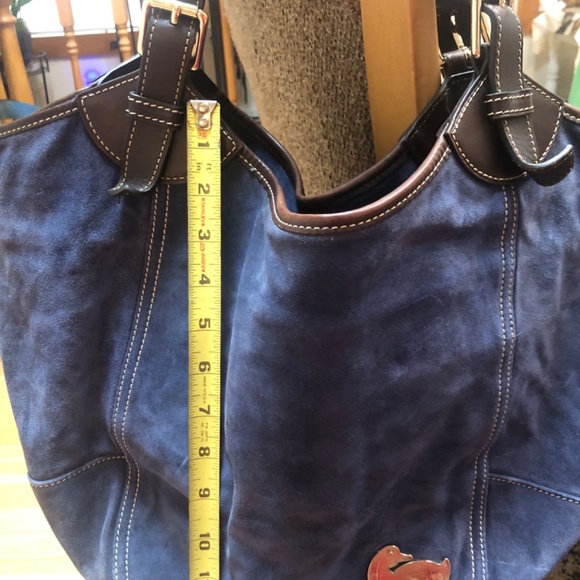 Dooney and Bourke Valerie Navy Suede Hobo Shoulder Bag - Picture 13 of 16